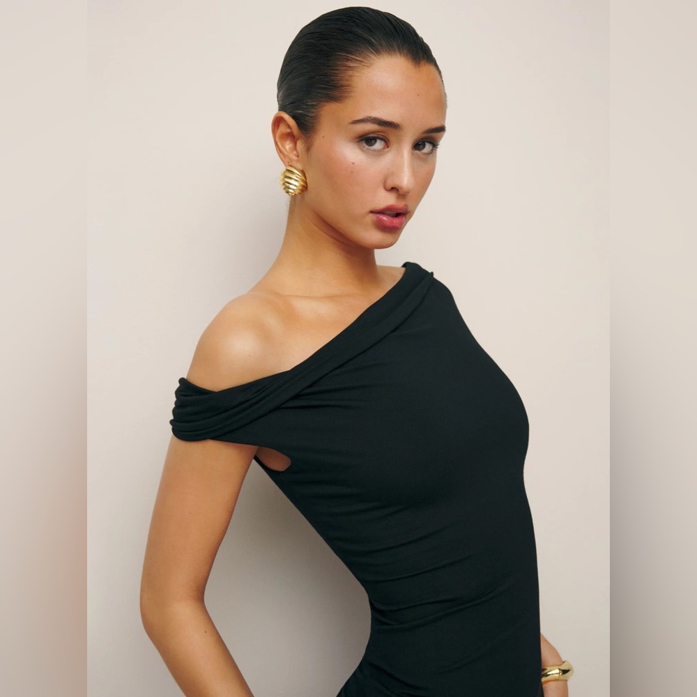 Reformation Black One-Shoulder Midi Dress - Picture 5 of 13